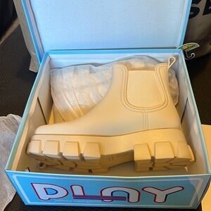 Jeffrey Campbell chunky cream color water-resistant boots